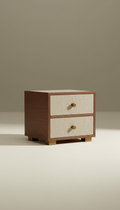 Walnut and linen jewelry box with sliding tray
